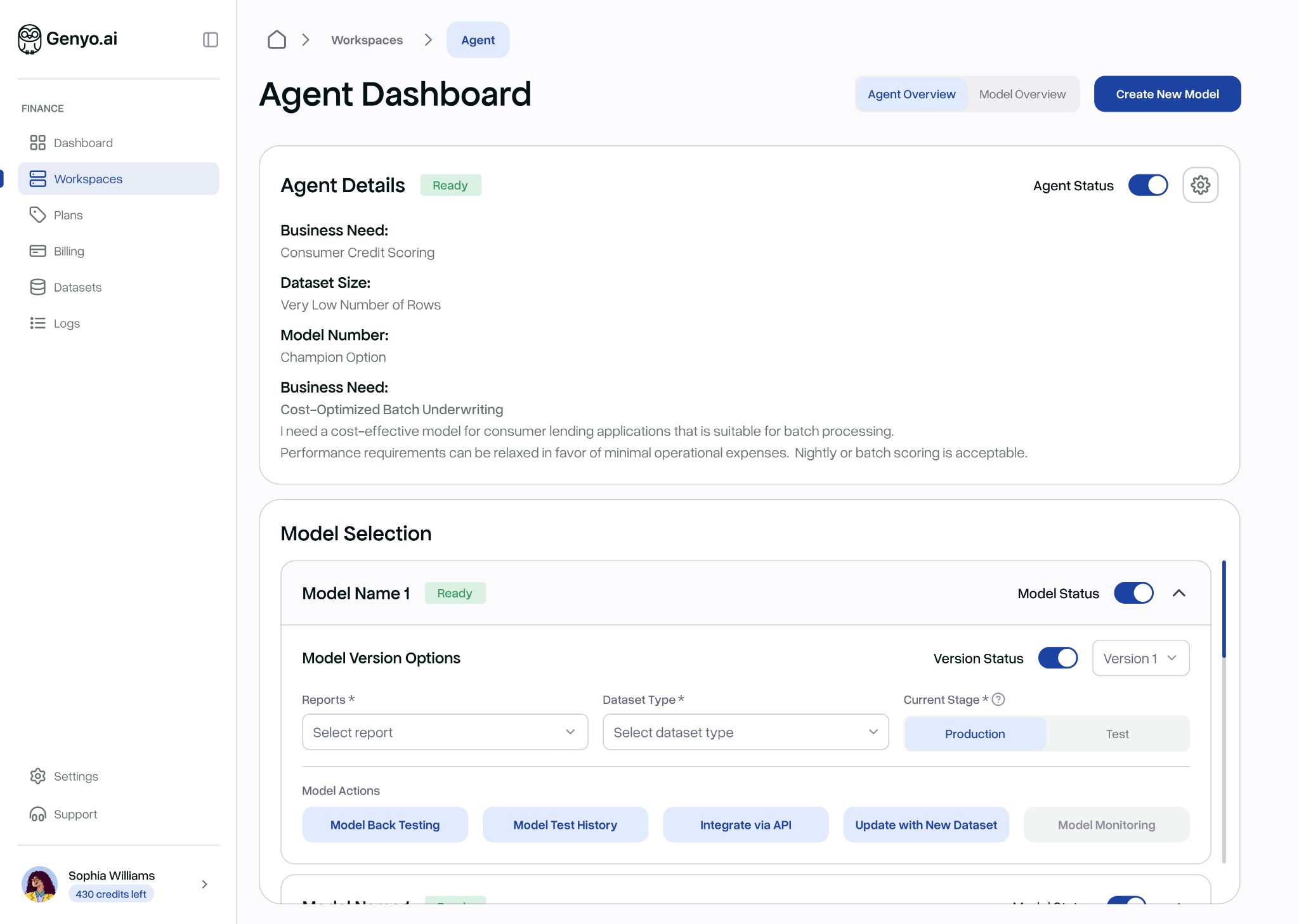 Agent dashboard overview
