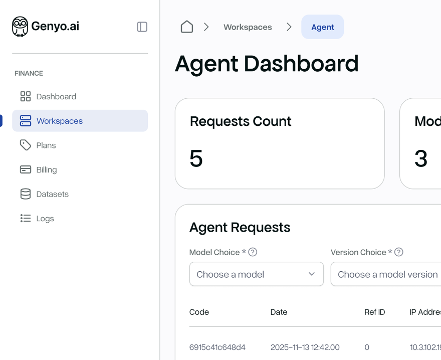 Agent dashboard interface