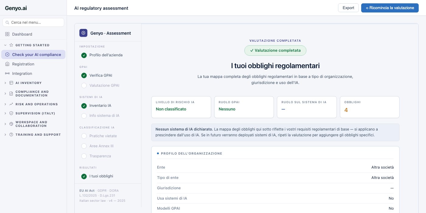 AI regulatory assessment screenshot