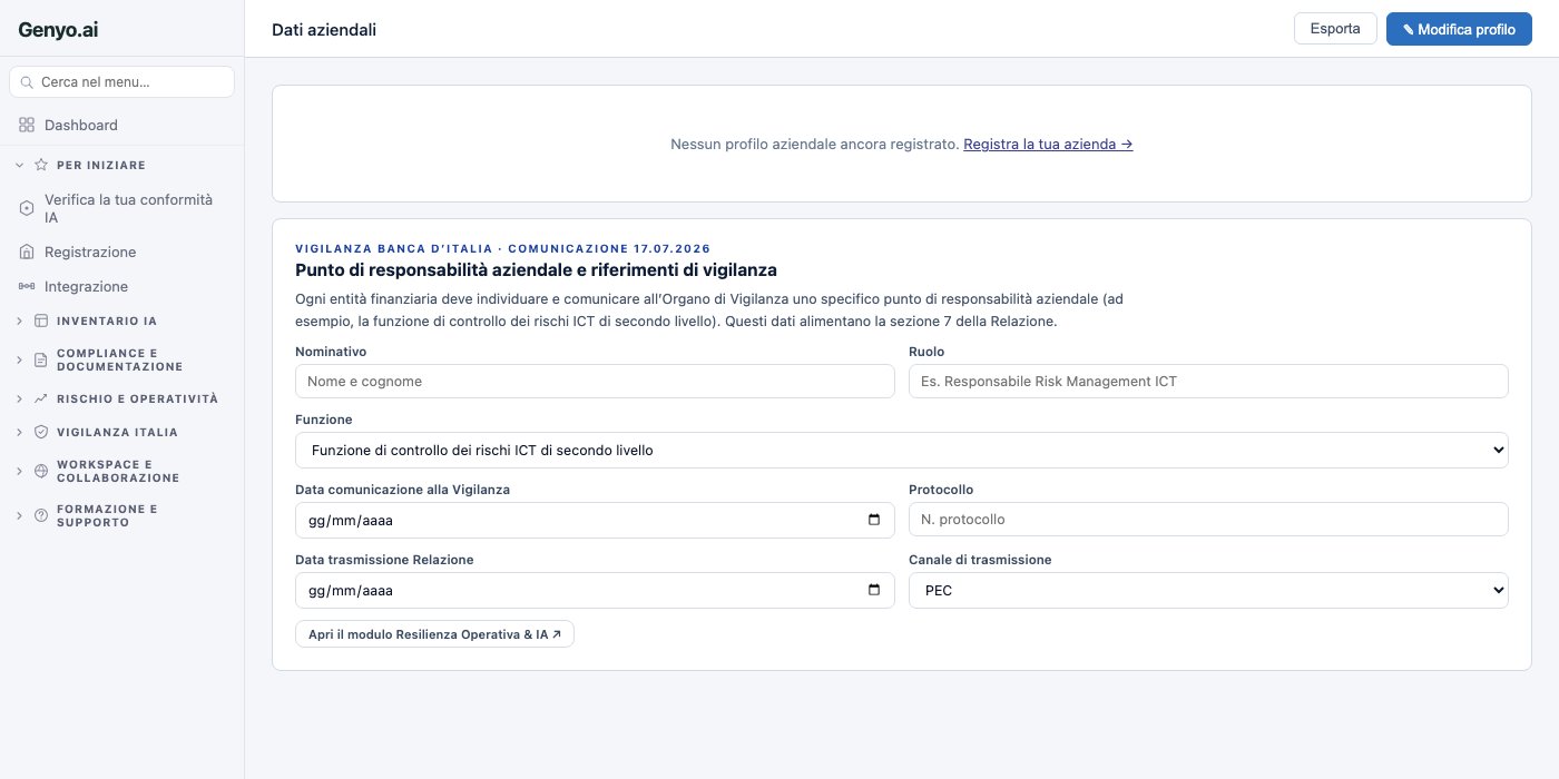 Dati aziendali screenshot