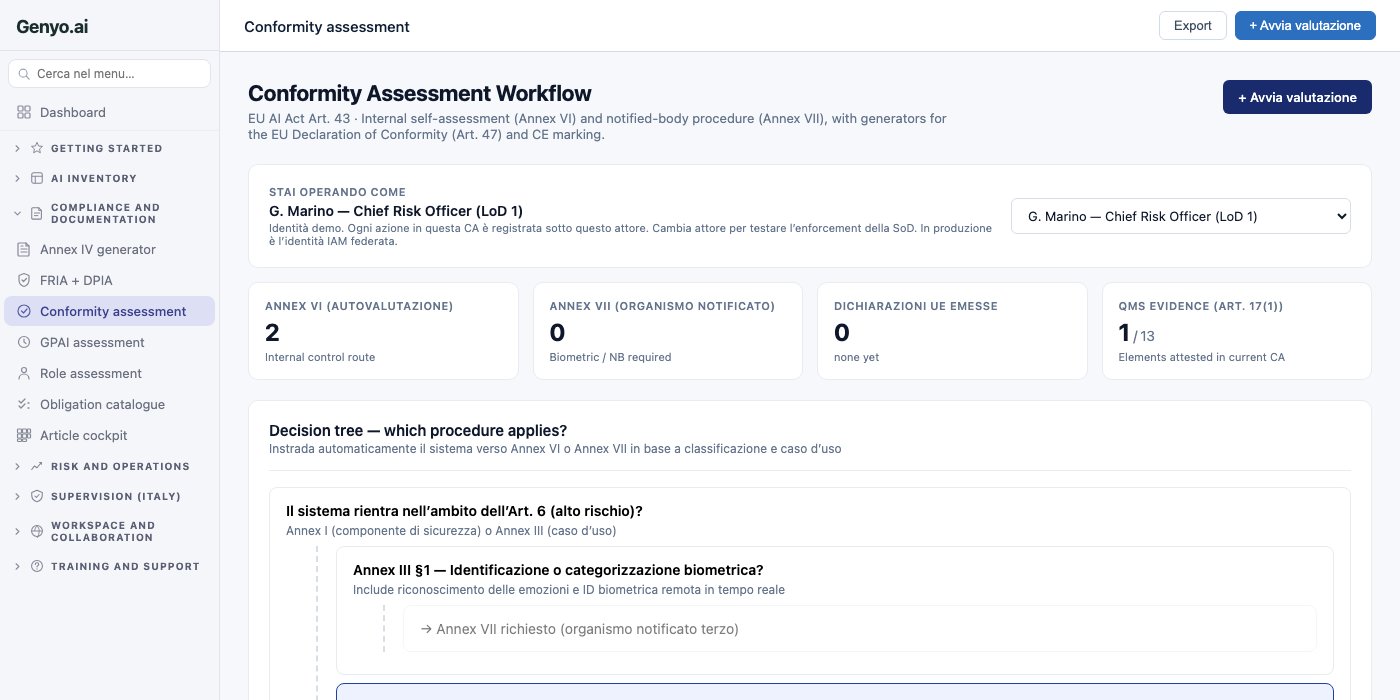 Conformity assessment screenshot