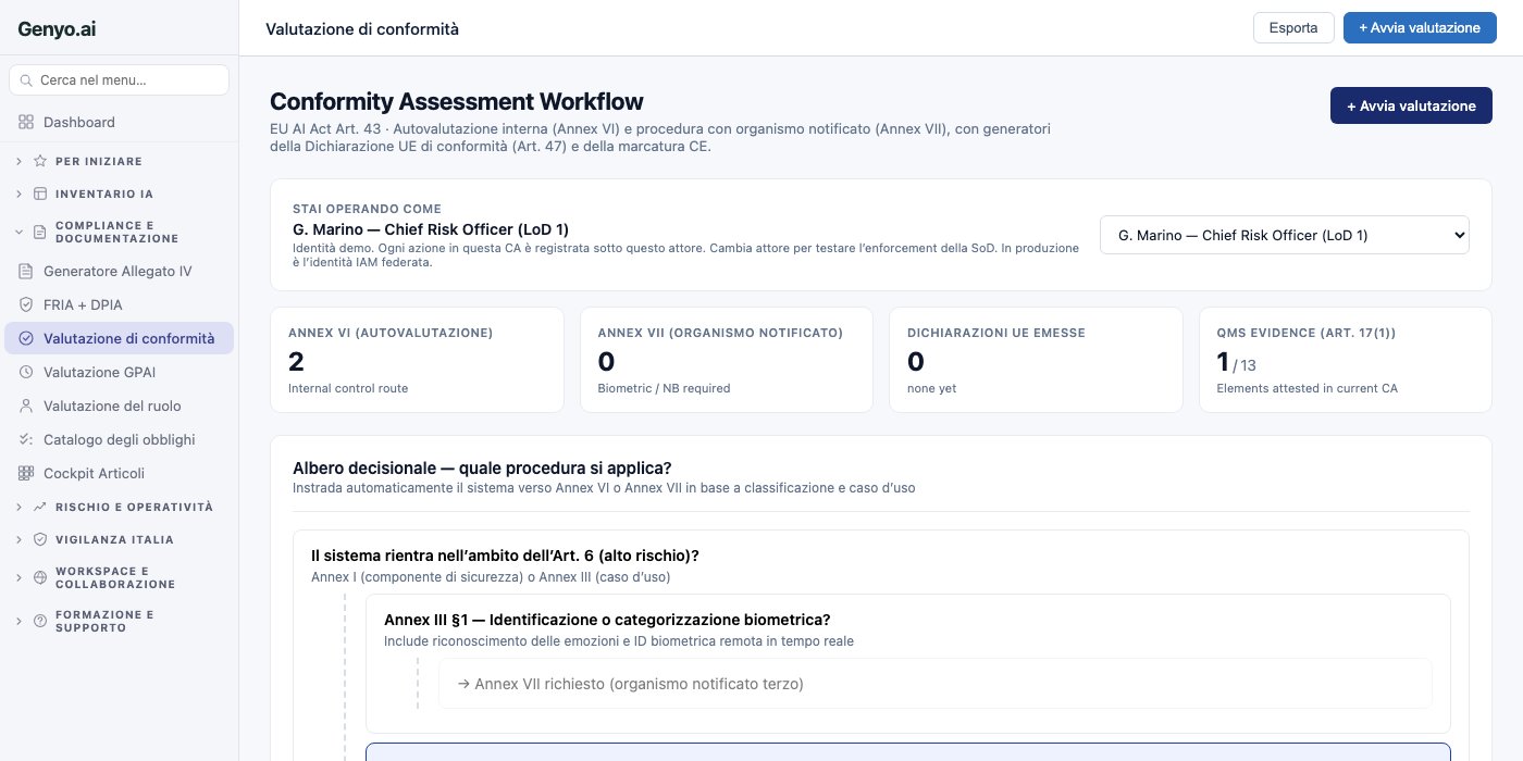 Valutazione di conformità screenshot