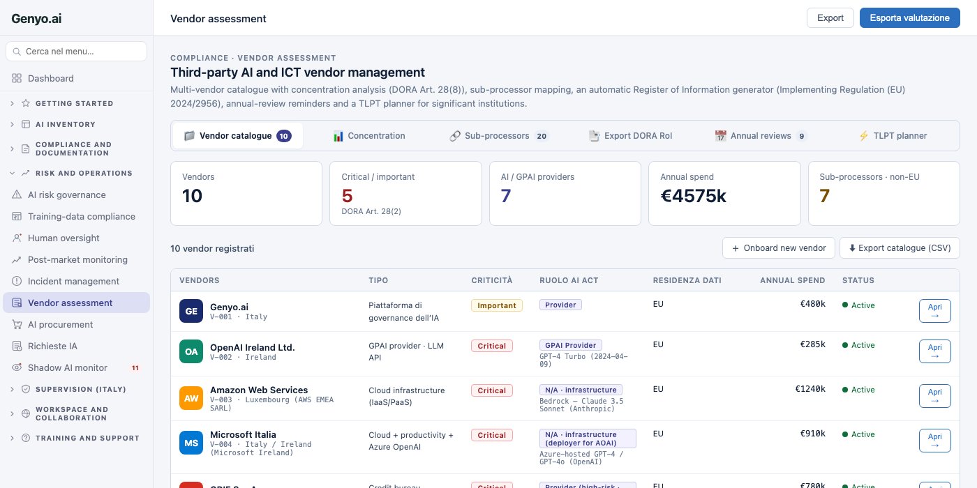 Vendor assessment screenshot