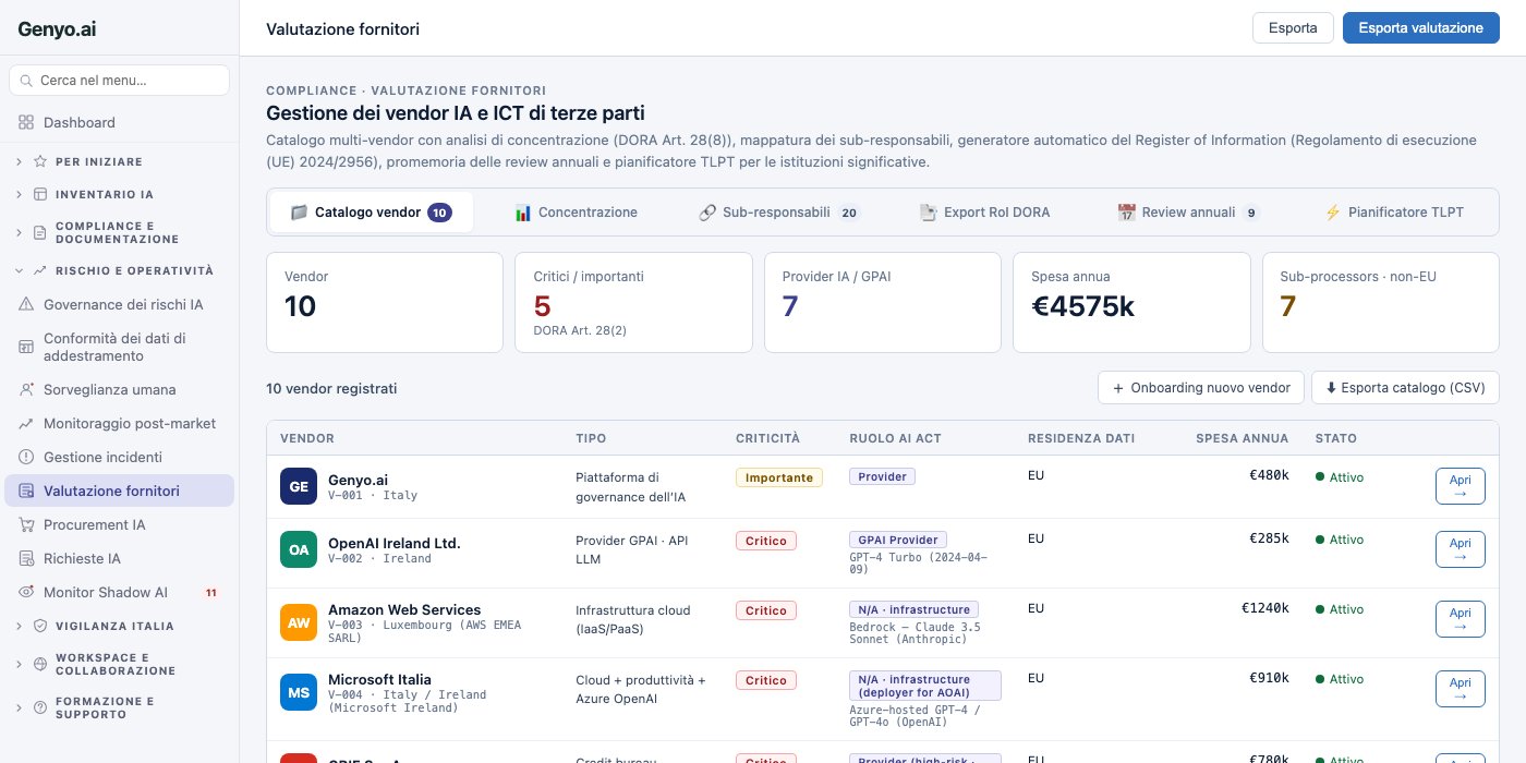 Valutazione fornitori screenshot